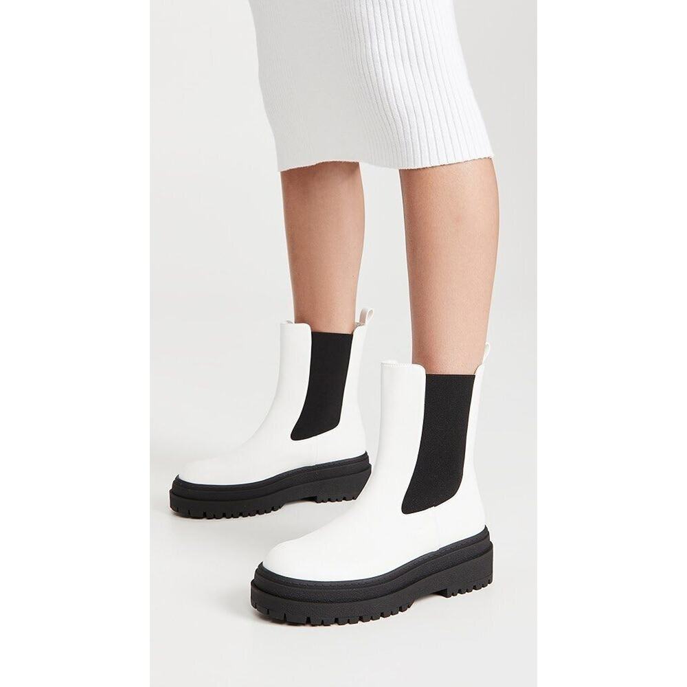 Good American Black White Platform Chelsea Chunky Boots 14 NEW